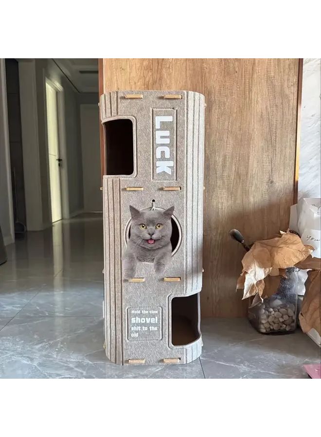 برج قطط 3 طوابق منزل قطط متعدد المستويات عمود خدش للتسلق لثلاث قطط - Image 3